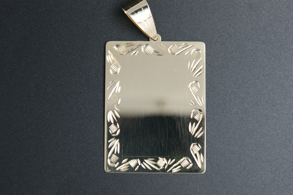 0136-14ct Yellow Gold Rectangular Engraved Ingot Pendant