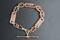0139- 9ct Rose Gold Stars and Bars Bracelet 7/12''