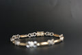 0141- 9ct Two -Tone Gold Diamond Oval Link Bracelet (7'')