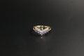 0144- 9ct Gold Amethyst and Cubic Zirconia Wishbone Ring.