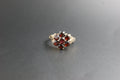 0149- 9ct Gold Garnet Flower Cluster Ring.