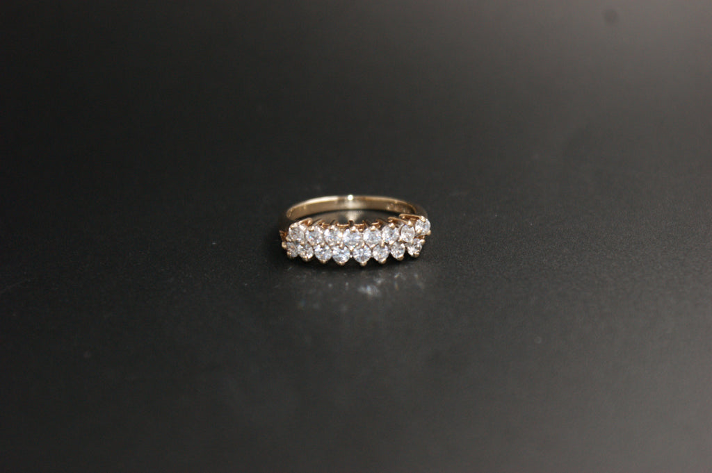 0150- 9ct Gold Cubic Zirconia Double-Row Eternity Ring