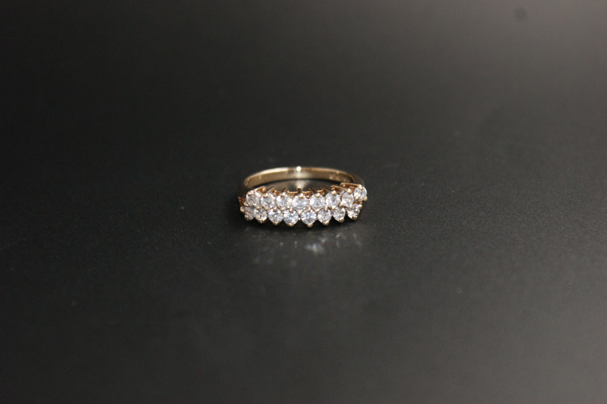 0150- 9ct Gold Cubic Zirconia Double-Row Eternity Ring