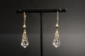 0156- 9ct Gold Rock Crystal Drop Earrings with Amethyst Accents