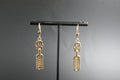 0157- 9ct Gold Stars and Bars Link Drop Earrings