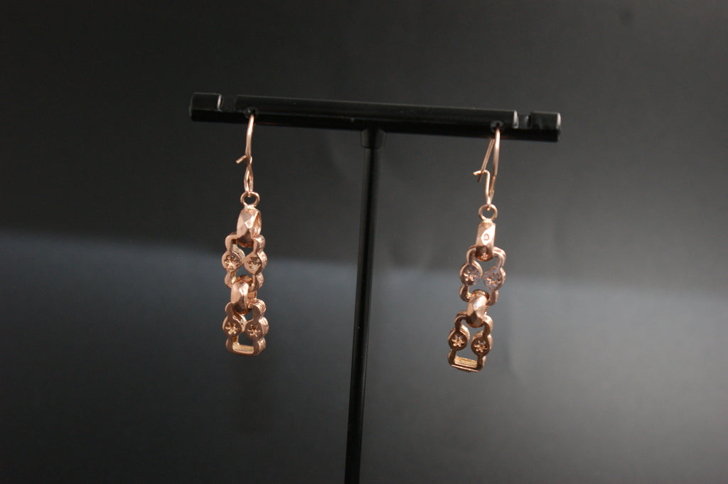 0158-9ct Rose Gold Star Link Drop Earrings