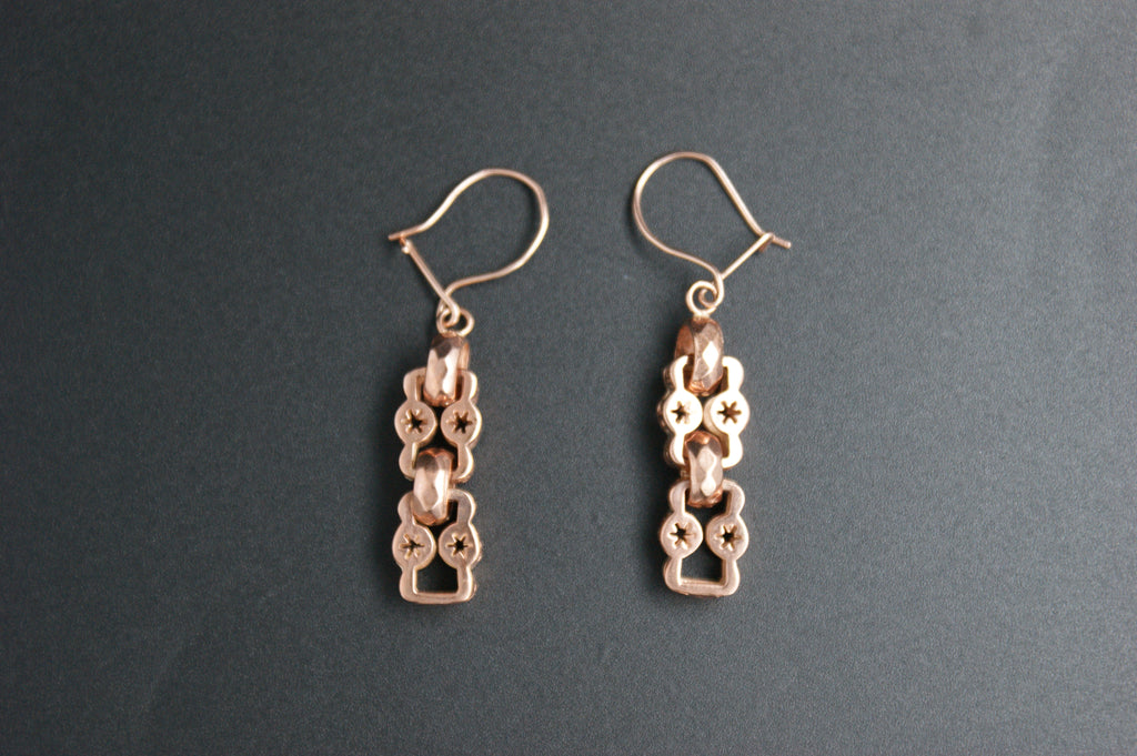 0158-9ct Rose Gold Star Link Drop Earrings