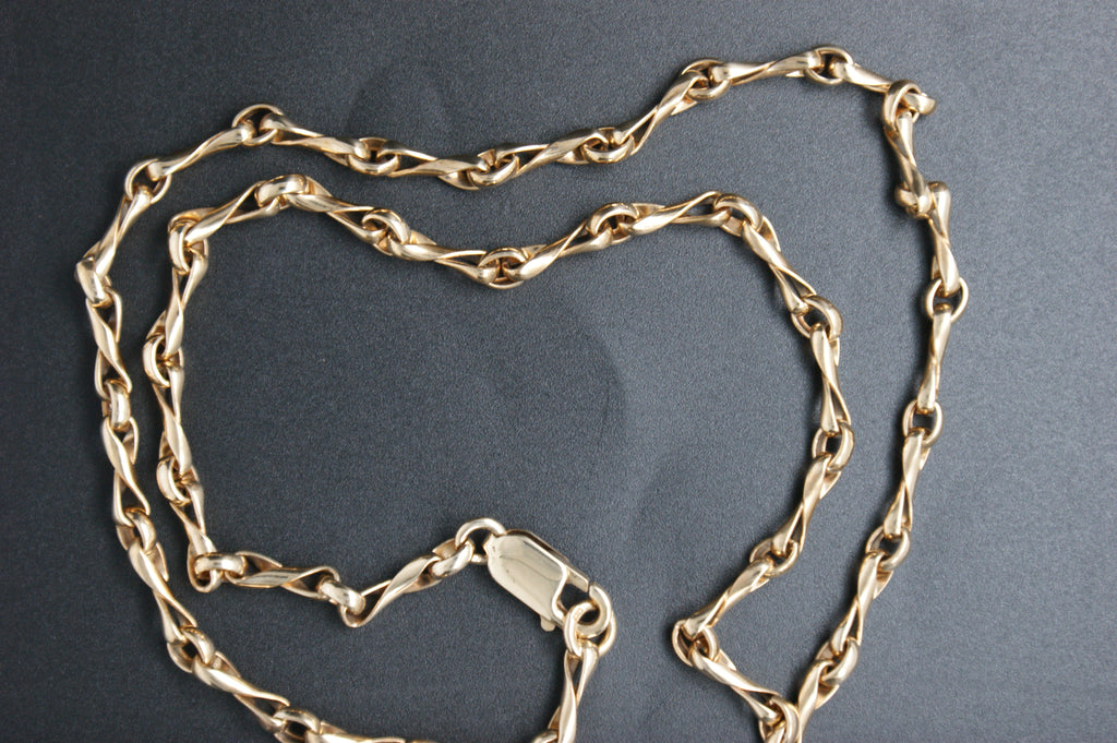 0163-9ct Gold 18'' Twist Link Chain Necklace