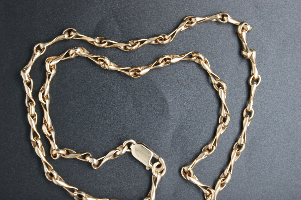 0163-9ct Gold 18'' Twist Link Chain Necklace