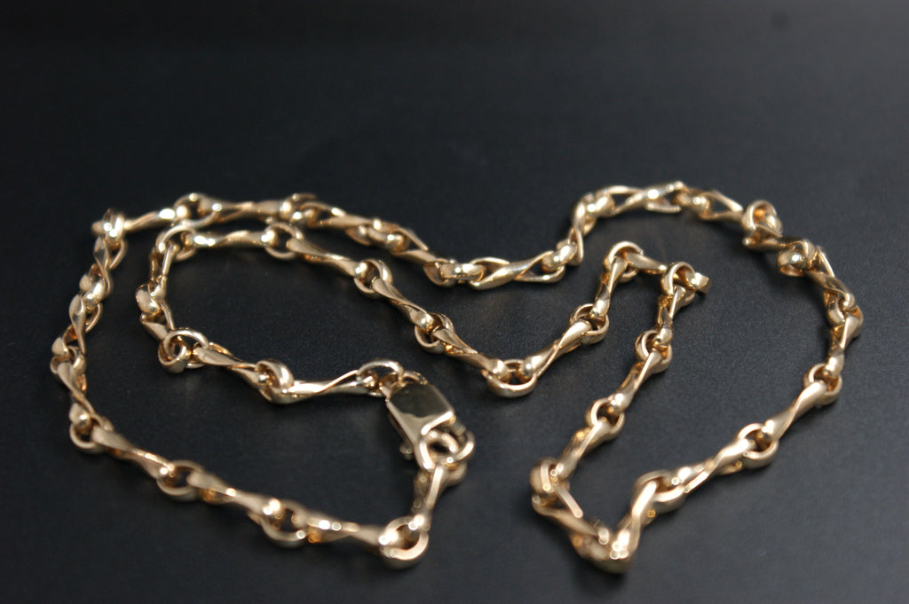 0163-9ct Gold 18'' Twist Link Chain Necklace
