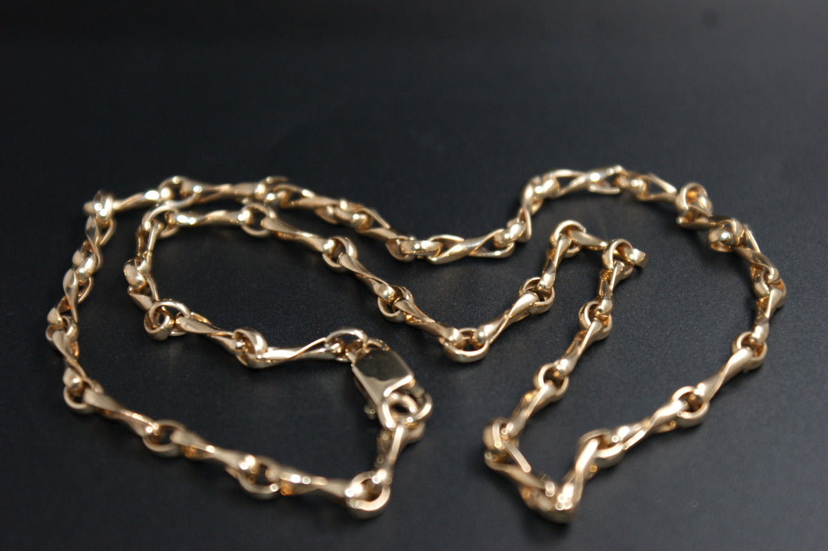 0163-9ct Gold 18'' Twist Link Chain Necklace