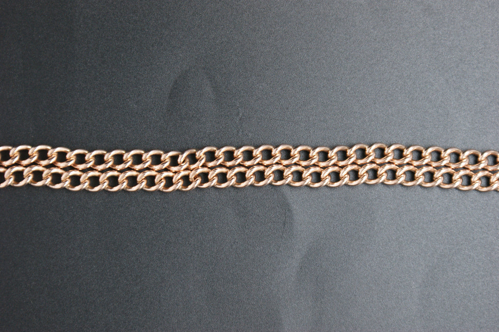 0164- 9ct Rose Gold 19'' Curb Link Albert T-Bar Chain