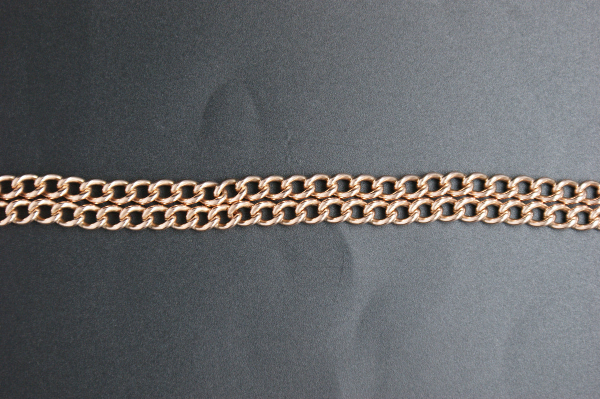 0164- 9ct Rose Gold 19'' Curb Link Albert T-Bar Chain