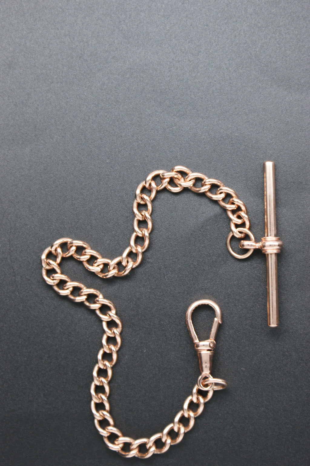 0165-9ct Rose Gold 7.25'' Curb Link Albert T-Bar Bracelet