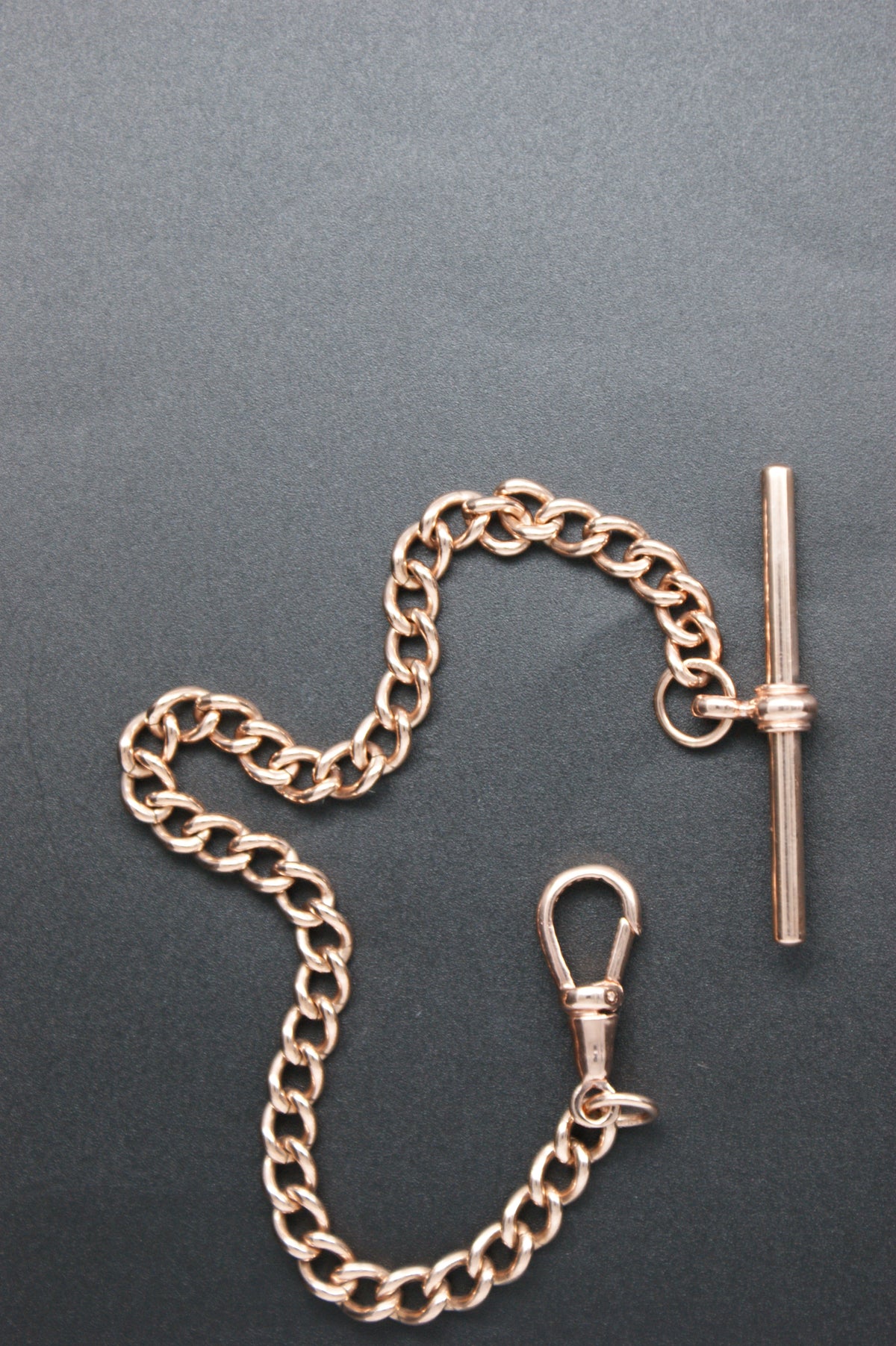 0165-9ct Rose Gold 7.25'' Curb Link Albert T-Bar Bracelet