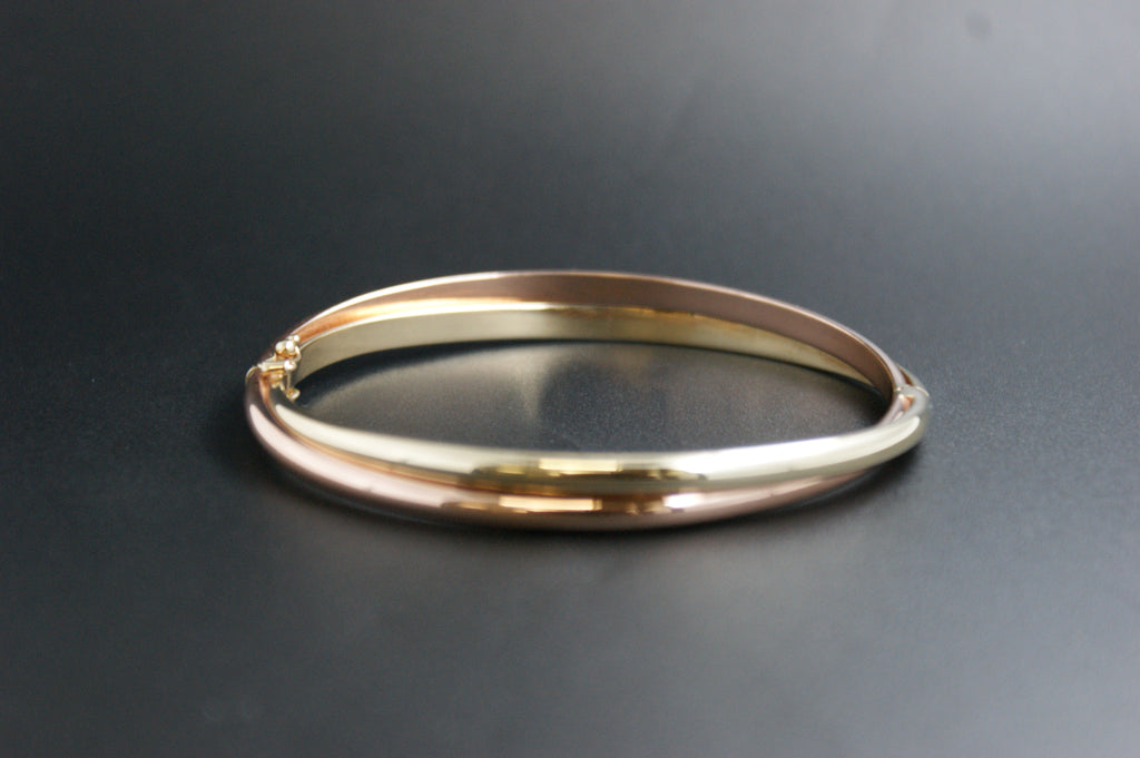 0171-9ct Two-Tone Rose & Yellow gold Double-Band Bangle