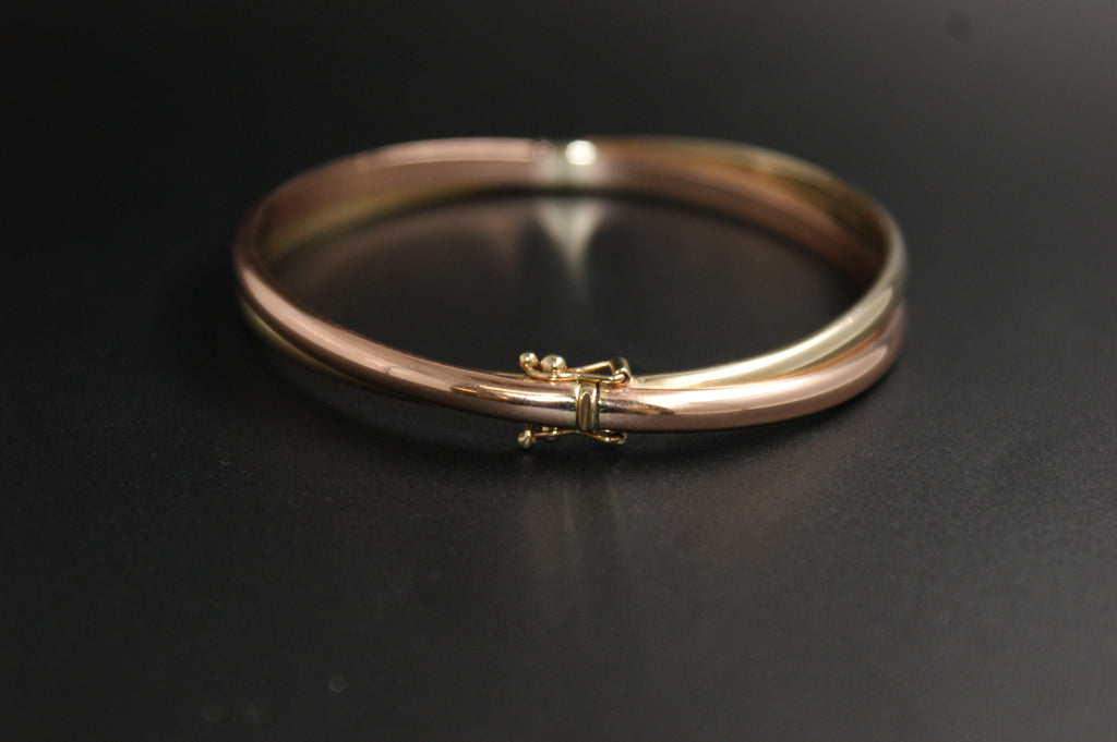 0171-9ct Two-Tone Rose & Yellow gold Double-Band Bangle