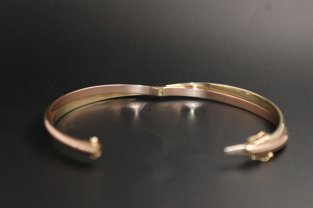 0171-9ct Two-Tone Rose & Yellow gold Double-Band Bangle