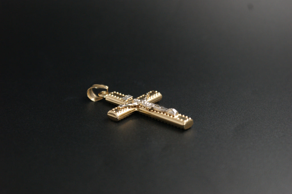 0178- 14ct Two-Tone Gold Crucifix Pendant