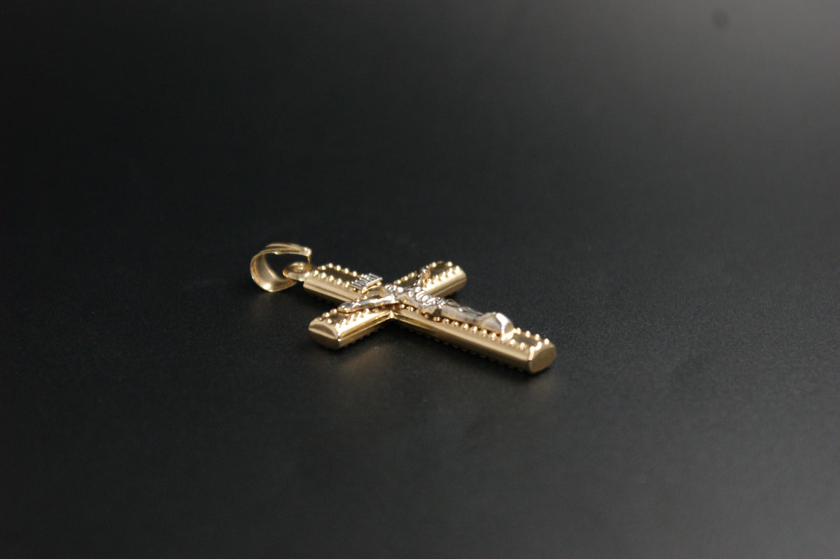 0178- 14ct Two-Tone Gold Crucifix Pendant