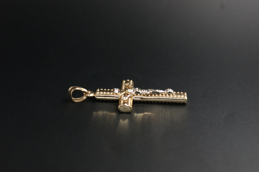 0178- 14ct Two-Tone Gold Crucifix Pendant