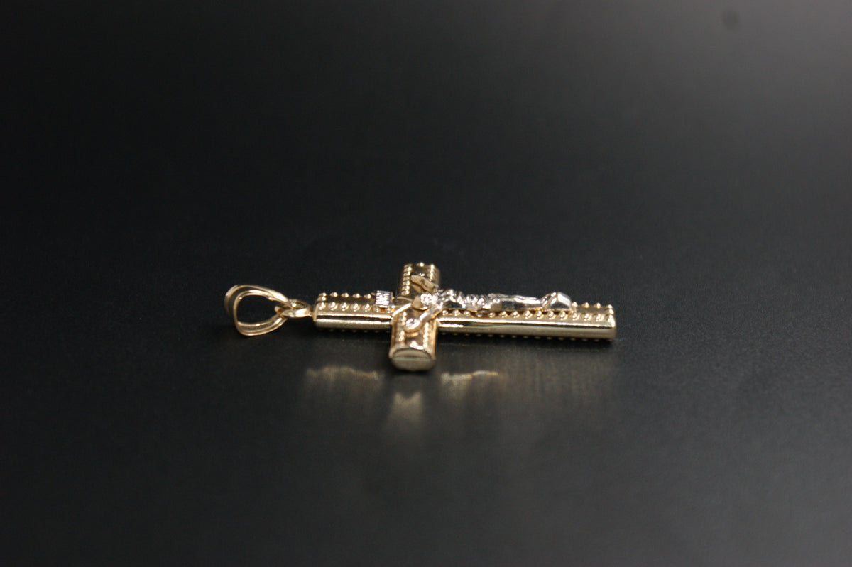 0178- 14ct Two-Tone Gold Crucifix Pendant