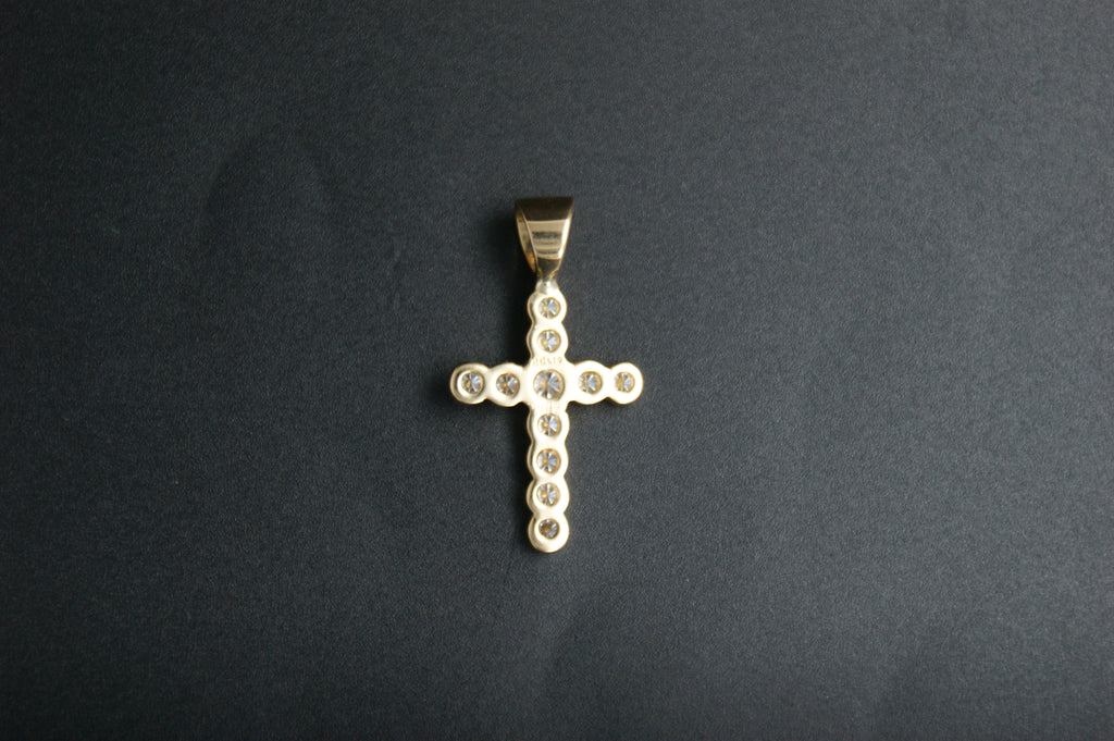 0179- 18ct Yellow Gold Diamond Rub-over Cross Pendant
