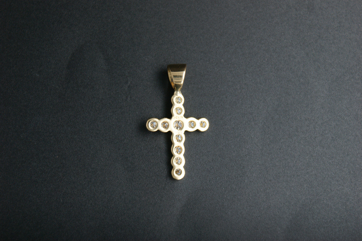 0179- 18ct Yellow Gold Diamond Rub-over Cross Pendant