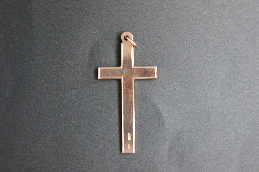 0182- 9ct Rose Gold Hand-Engraved Cross Pendant