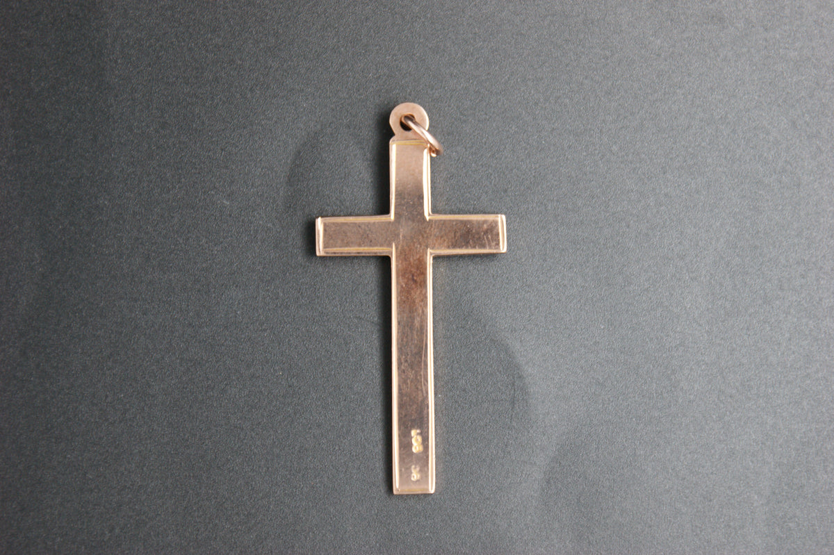 0182- 9ct Rose Gold Hand-Engraved Cross Pendant