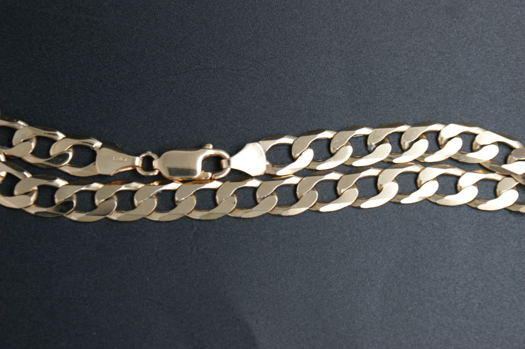 0189- 9ct Yellow Gold Curb Link Bracelet 9''