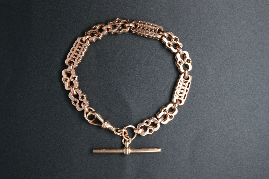 0192- 9ct Rose Gold Baby Stars and Bars Bracelet with T-Bar