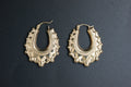0195- 9ct Yellow Gold Ornate Creole Earrings