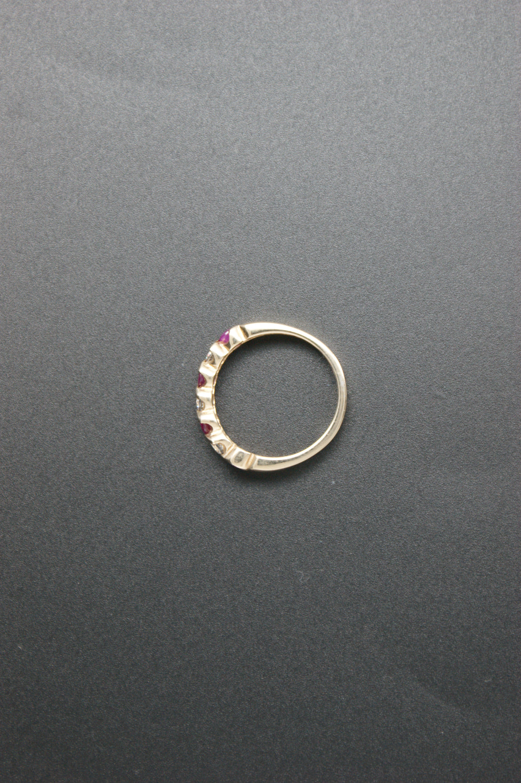 0200- 9ct Yellow Gold Ruby and CZ Ring