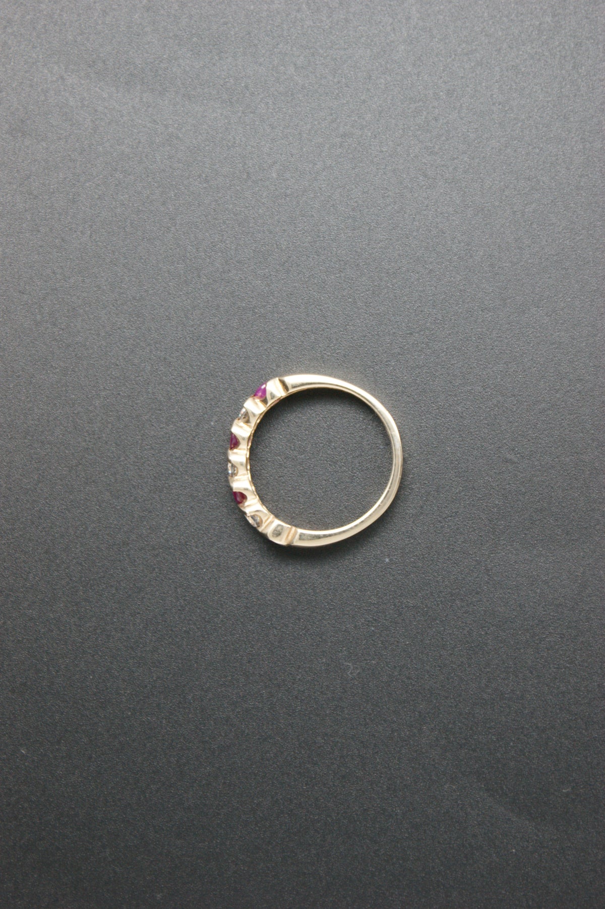 0200- 9ct Yellow Gold Ruby and CZ Ring