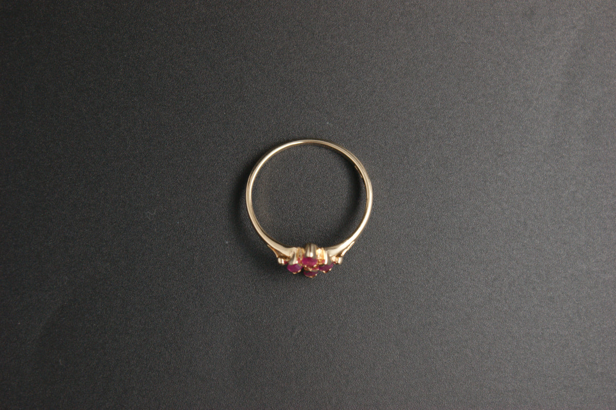 0201- 9ct Yellow Gold Marquise Ruby Ring