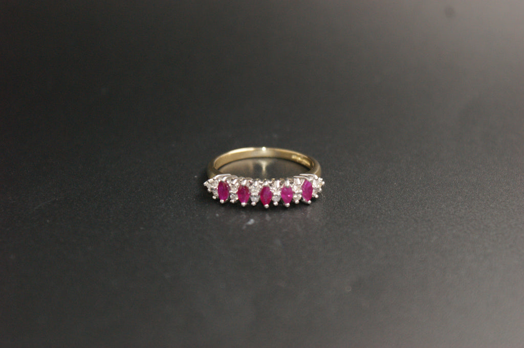 0205- 18ct Gold Marquise Ruby and Diamond Ring