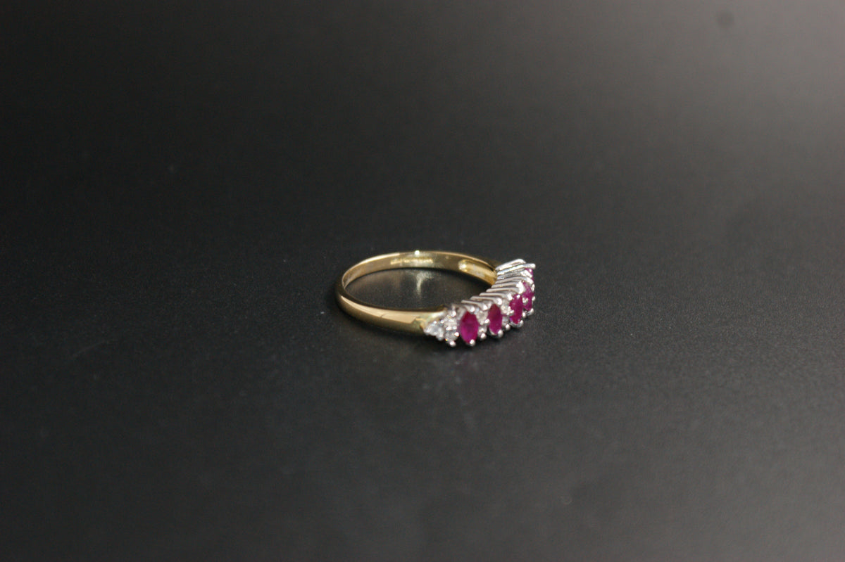 0205- 18ct Gold Marquise Ruby and Diamond Ring