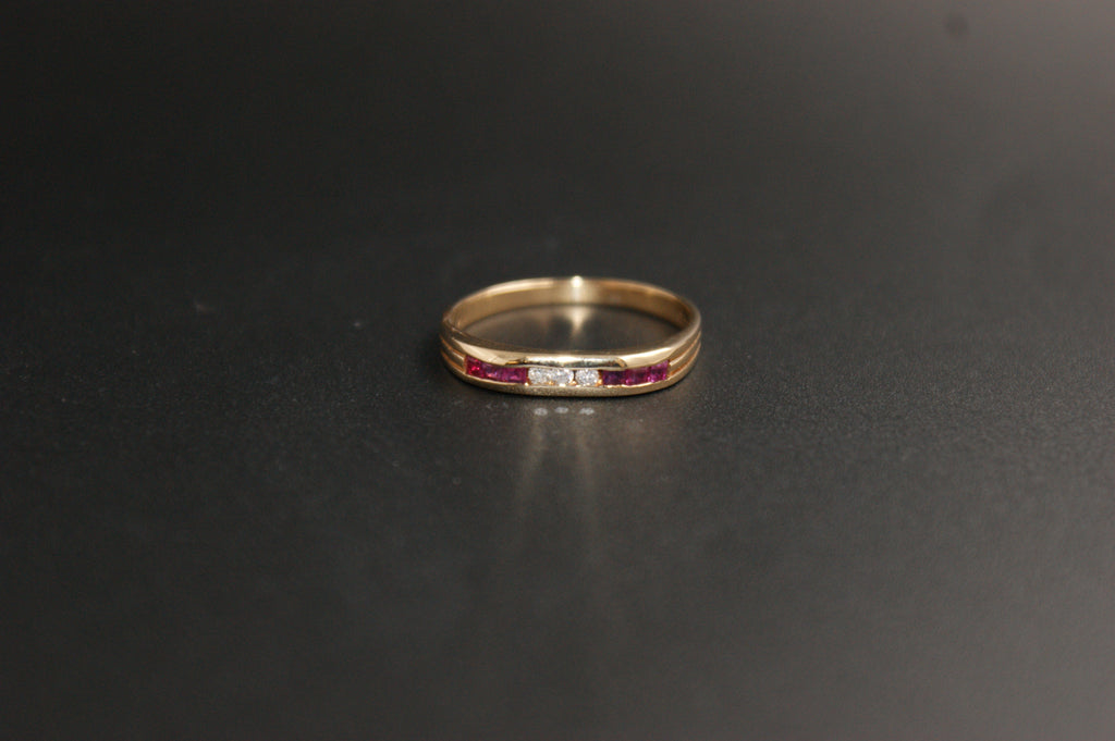 0209-18ct Yellow Gold Ruby and Diamond Channel Set Ring