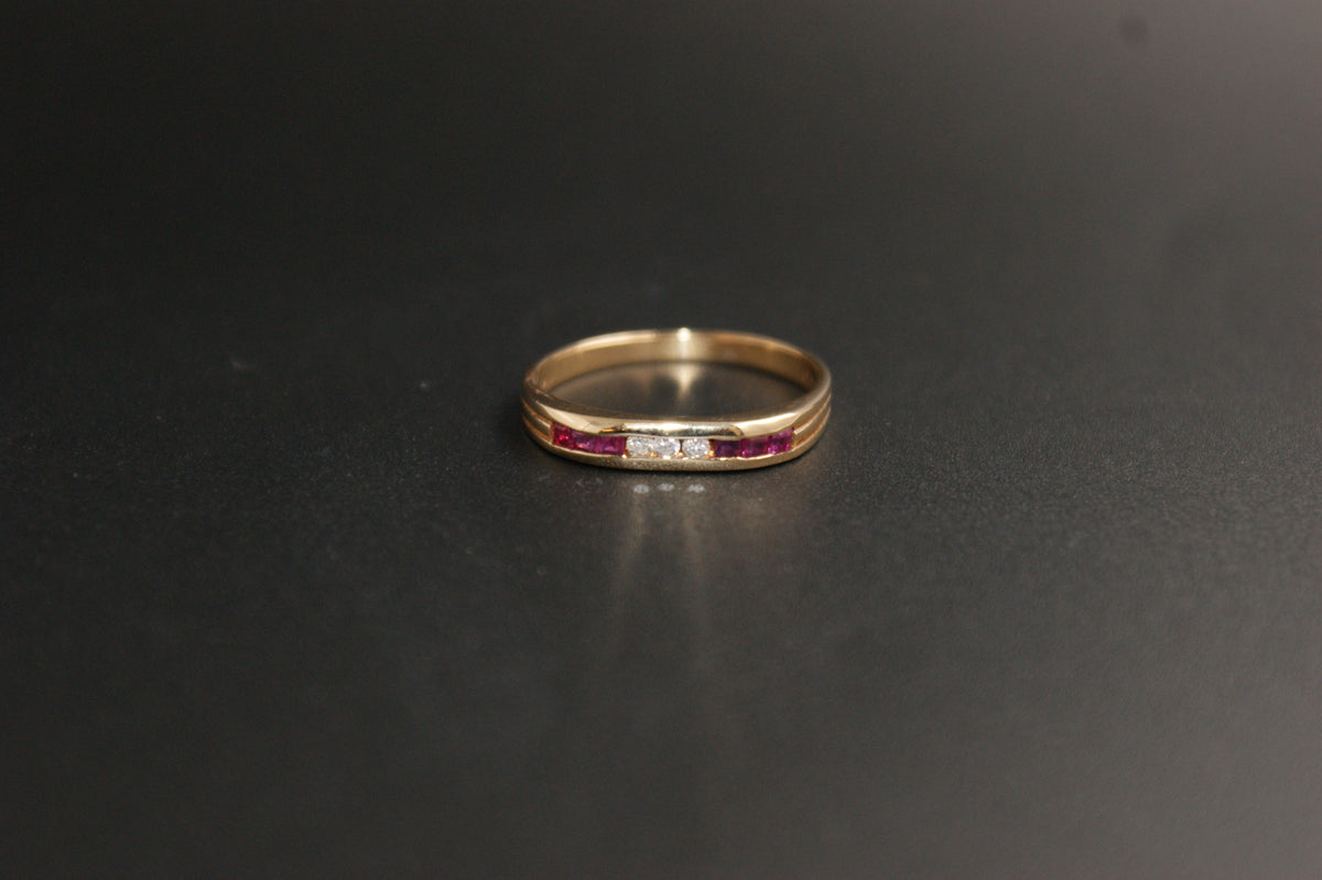 0209-18ct Yellow Gold Ruby and Diamond Channel Set Ring