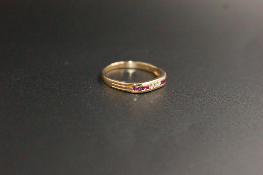 0209-18ct Yellow Gold Ruby and Diamond Channel Set Ring