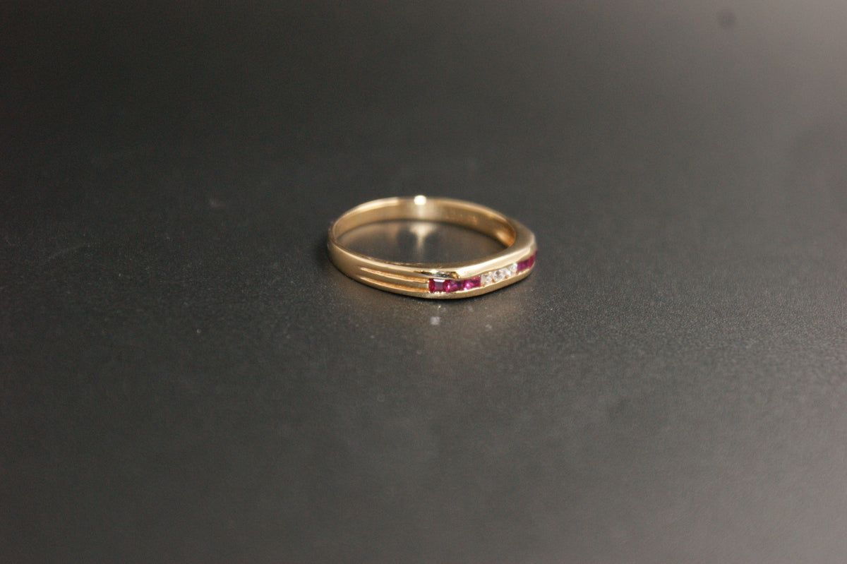 0209-18ct Yellow Gold Ruby and Diamond Channel Set Ring