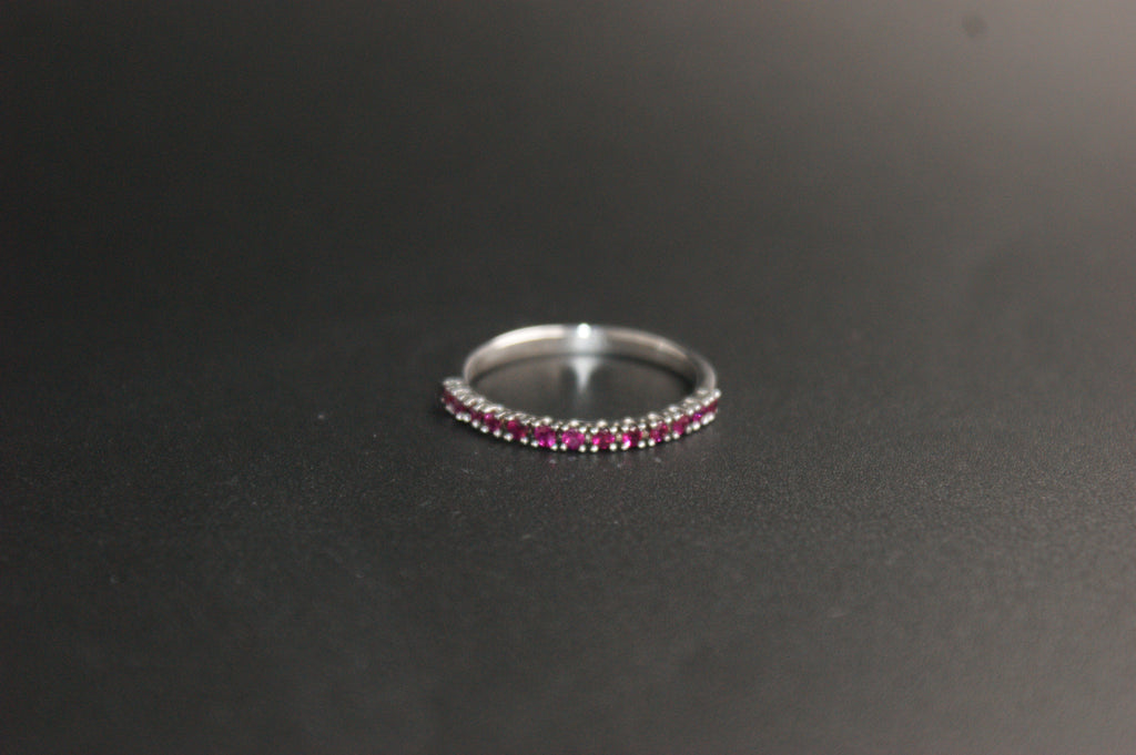 0210- 9ct White Gold Ruby Half Eternity Ring.