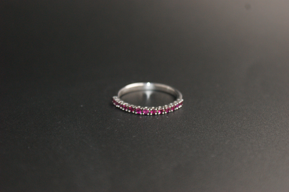 0210- 9ct White Gold Ruby Half Eternity Ring.