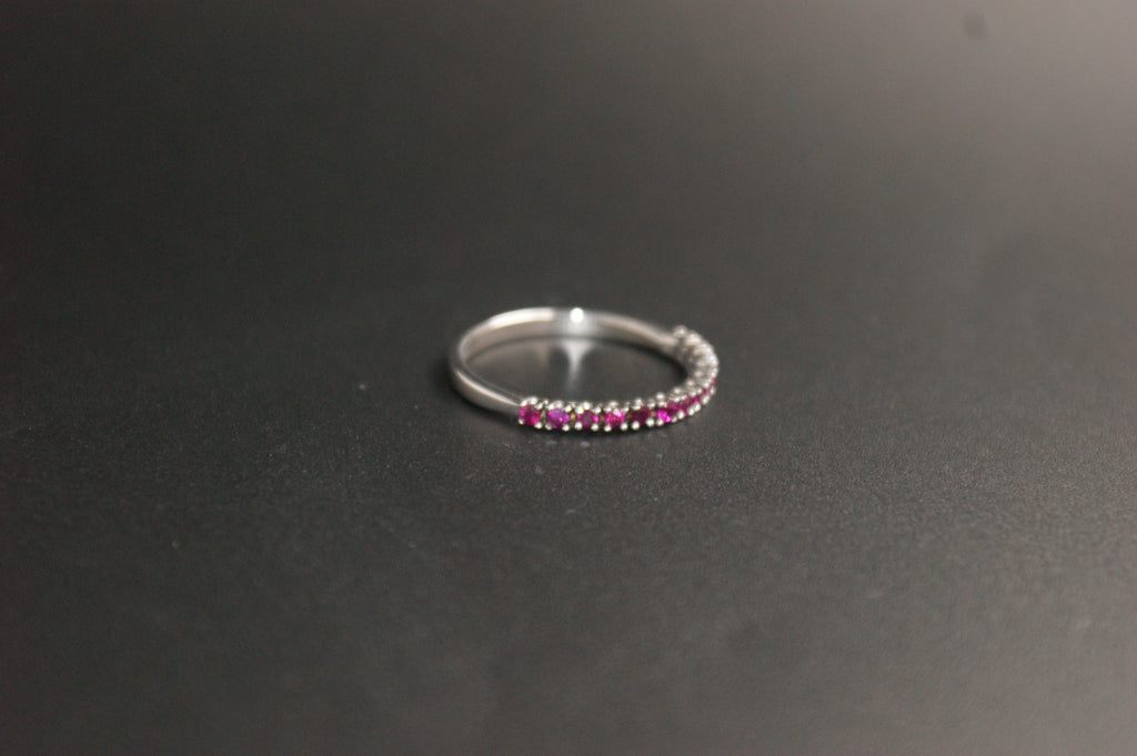0210- 9ct White Gold Ruby Half Eternity Ring.