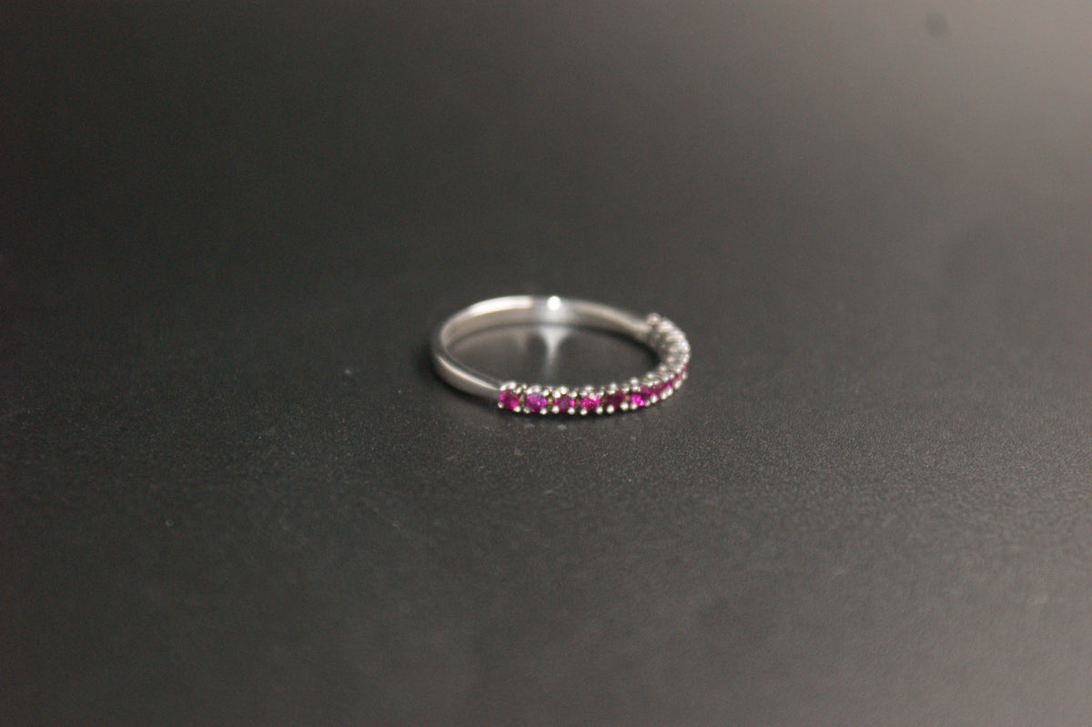 0210- 9ct White Gold Ruby Half Eternity Ring.