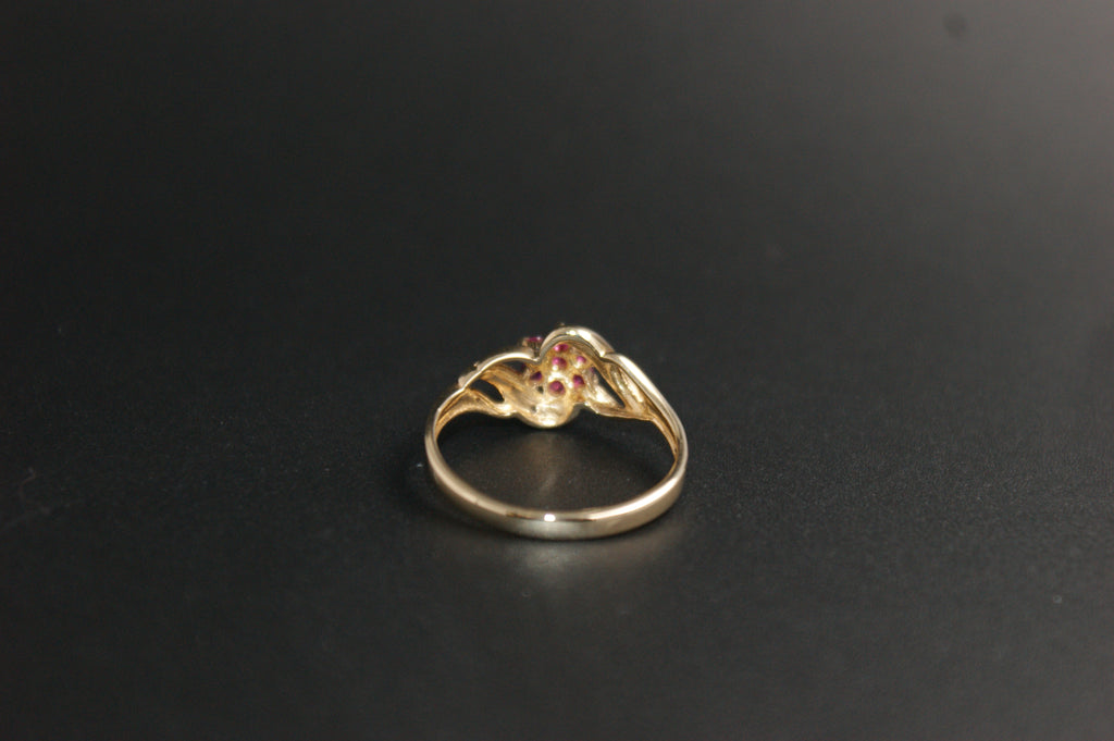 0213- 9ct Gold Ruby and Diamond Crossover Ring