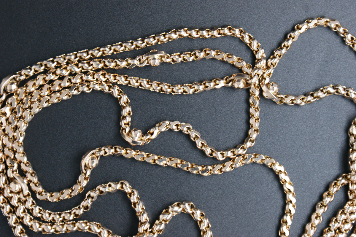 0214- 10ct Yellow Gold Belcher Guard Chain