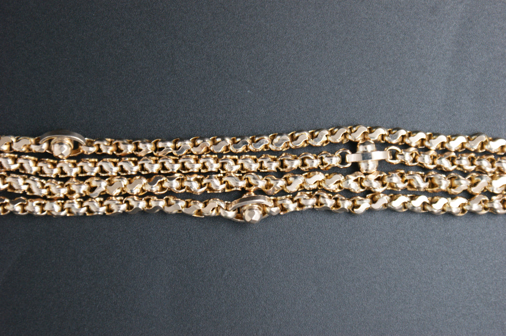 0214- 10ct Yellow Gold Belcher Guard Chain