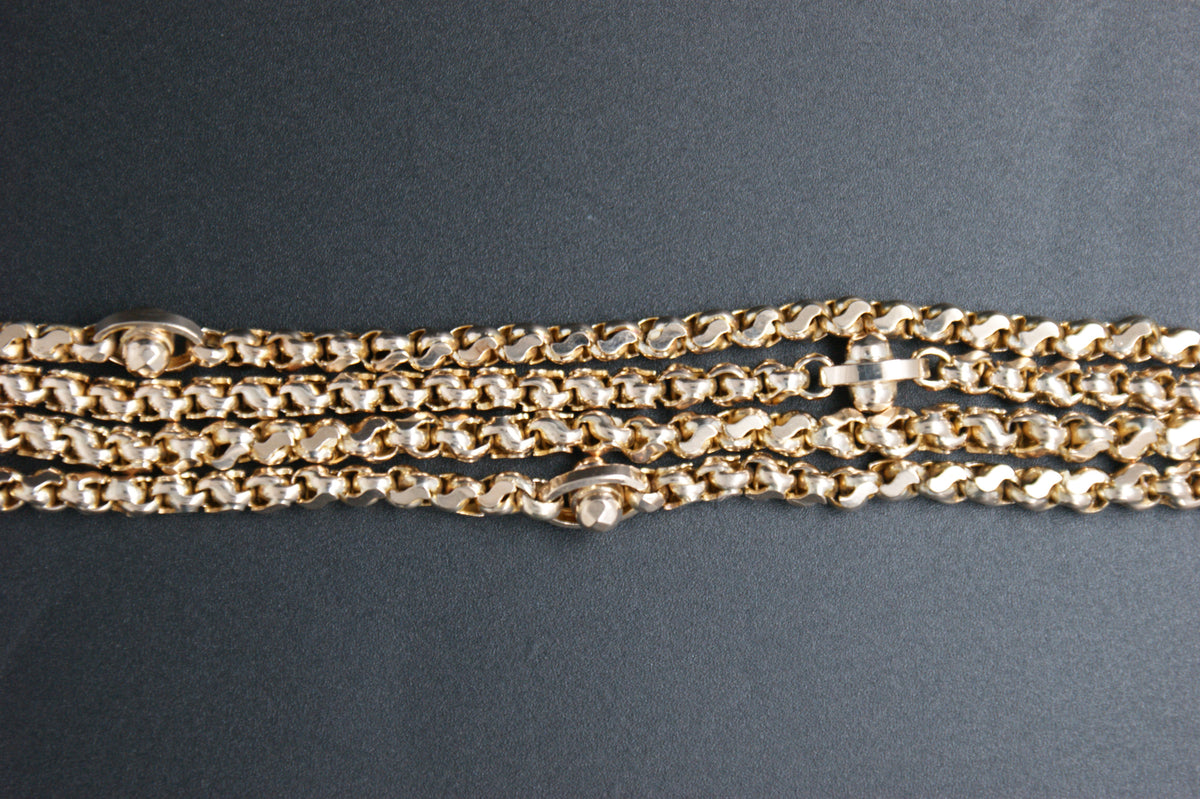 0214- 10ct Yellow Gold Belcher Guard Chain